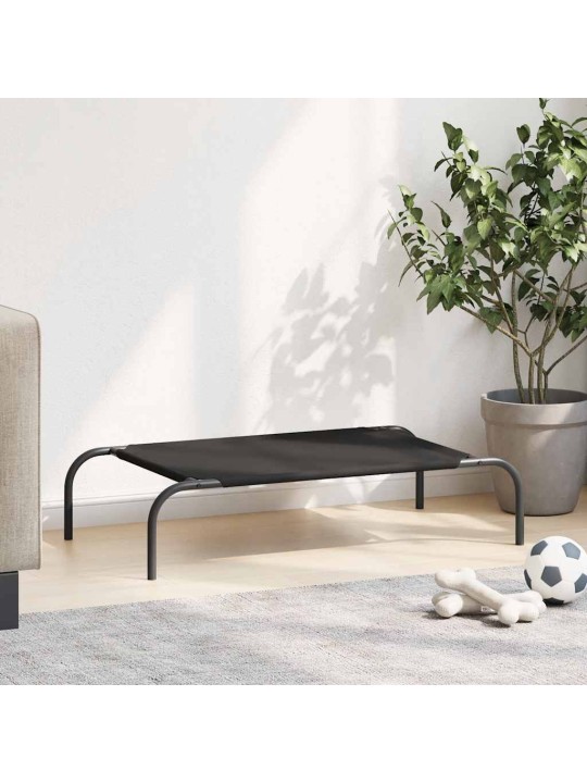 Vyvýšený pelíšek pro psy černý 90x50x20 cm oxford fabric a ocel