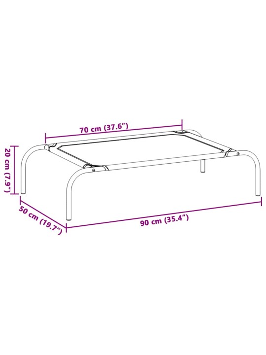 Vyvýšený pelíšek pro psy černý 90x50x20 cm oxford fabric a ocel