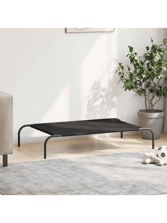 Vyvýšený pelíšek pro psy černý 110x65x20cm oxford fabric a ocel