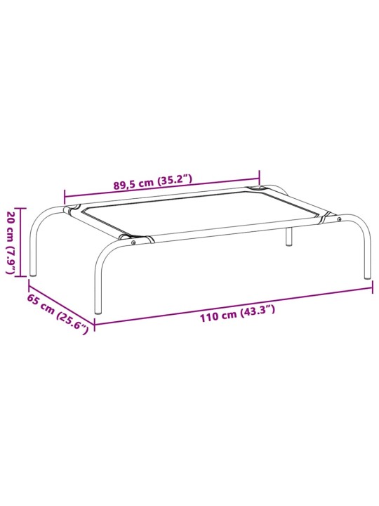 Vyvýšený pelíšek pro psy černý 110x65x20cm oxford fabric a ocel