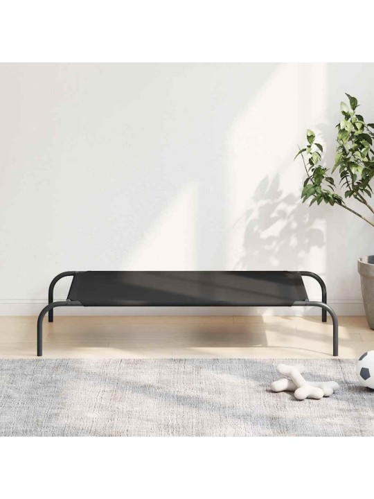 Vyvýšený pelíšek pro psy černý 110x65x20cm oxford fabric a ocel