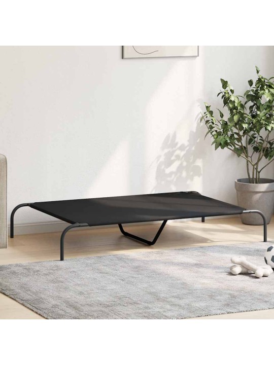 Vyvýšený pelíšek pro psy černý 130x80x20cm oxford fabric a ocel