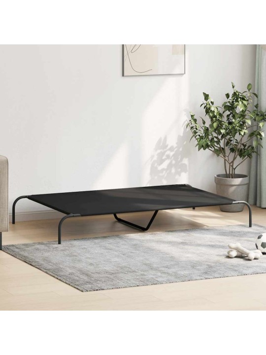 Vyvýšený pelíšek pro psy černý 150x90x20cm oxford fabric a ocel