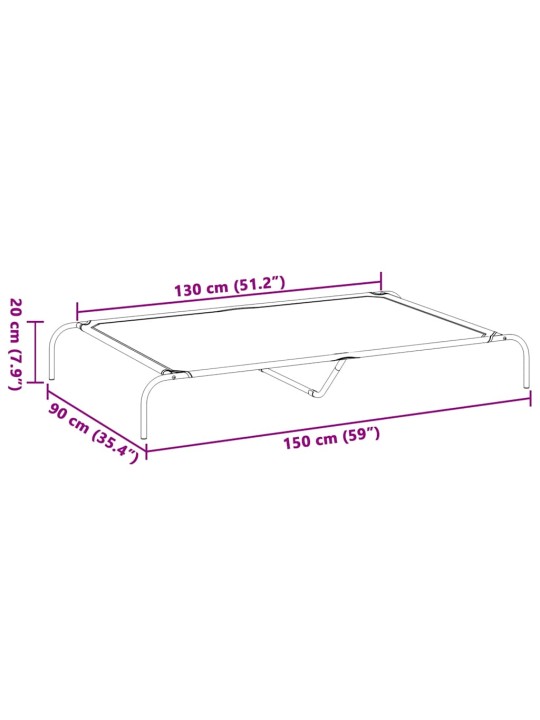 Vyvýšený pelíšek pro psy černý 150x90x20cm oxford fabric a ocel