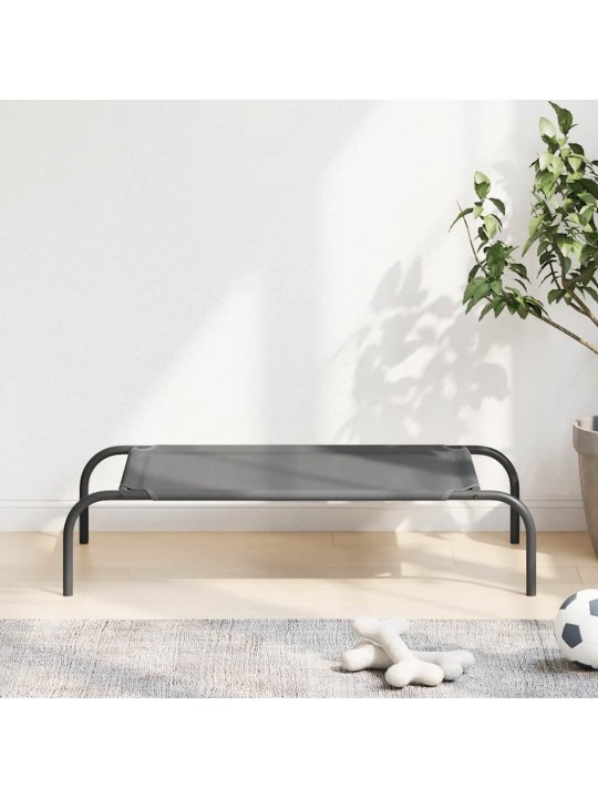 Vyvýšený pelíšek pro psy šedý 90x50x20 cm textilén a ocel