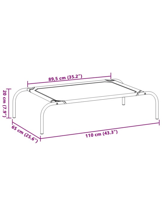 Vyvýšený pelíšek pro psy šedý 110x65x20 cm textilén a ocel