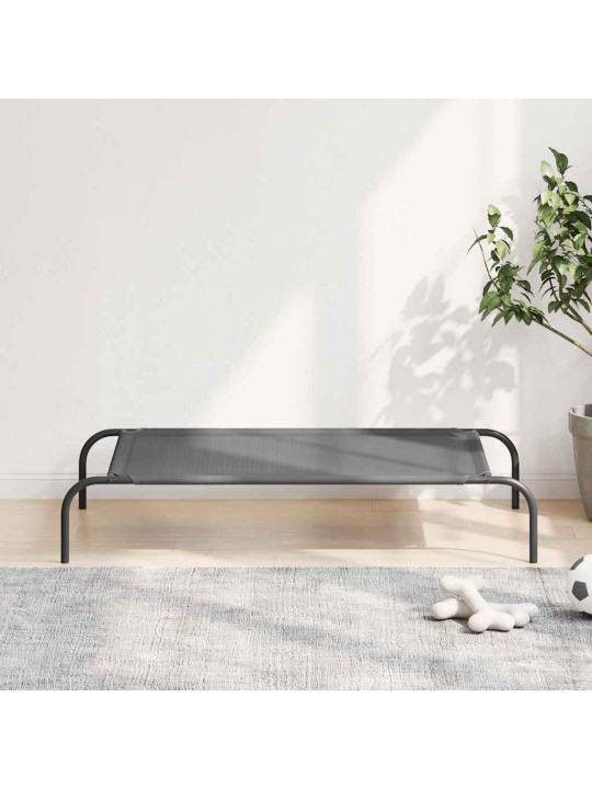 Vyvýšený pelíšek pro psy šedý 110x65x20 cm textilén a ocel