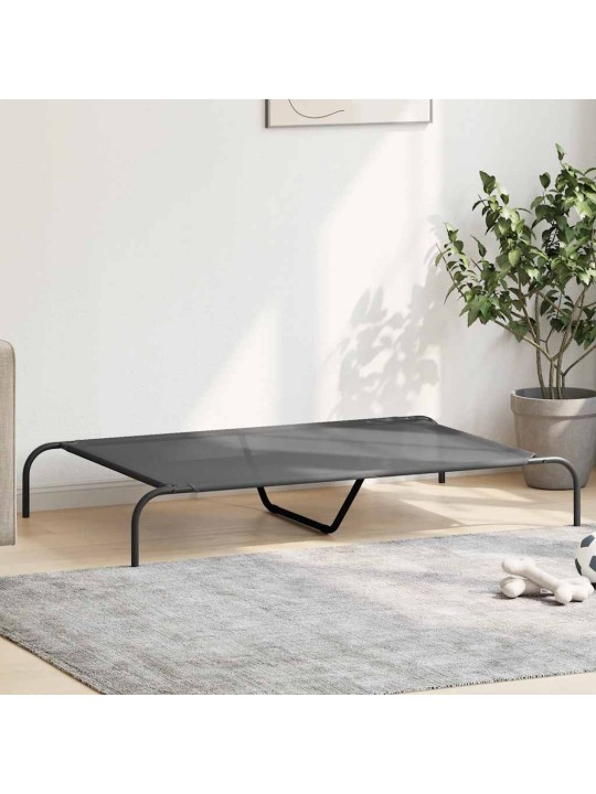Vyvýšený pelíšek pro psy šedý 130x80x20 cm textilén a ocel