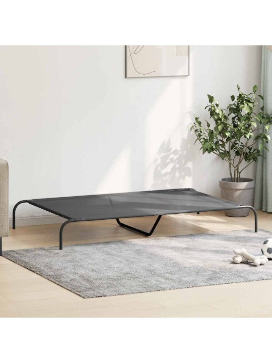 Zvýšený pelíšek pro psy šedý 150x90x20 cm textilén a ocel