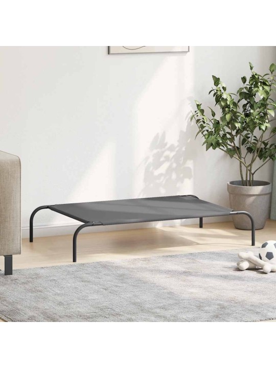 Vyvýšený pelíšek pro psy šedý 110x65x20 cm oxford fabric a ocel