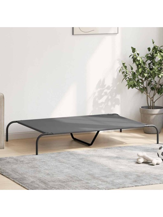Vyvýšený pelíšek pro psy šedý 130x80x20 cm oxford fabric a ocel