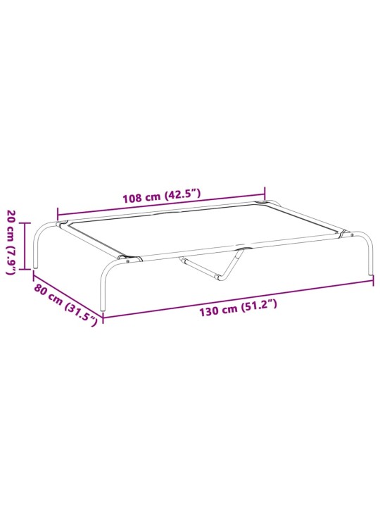 Vyvýšený pelíšek pro psy šedý 130x80x20 cm oxford fabric a ocel