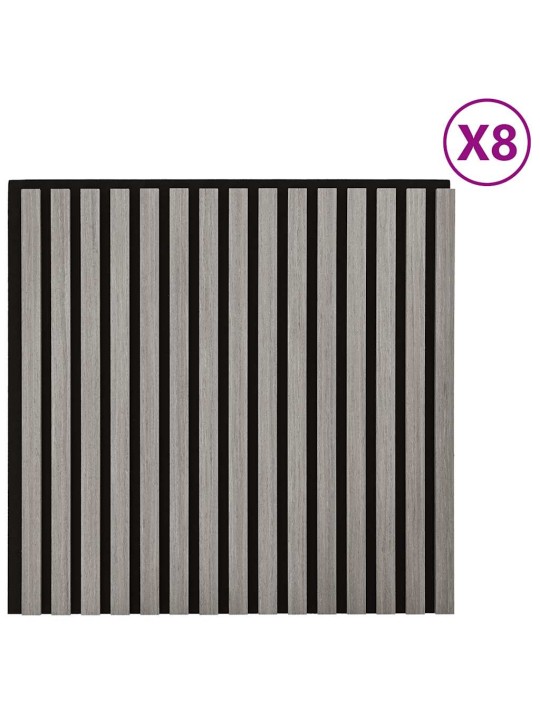 Akustické stěnové panely 8 ks lamelové 60,5x60 cm dubová dýha