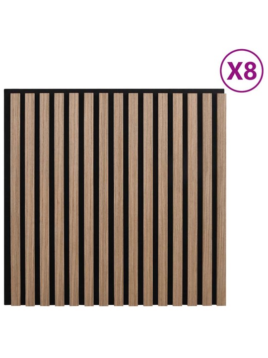 Akustické stěnové panely 8 ks lamelové 60,5x60 cm dubová dýha