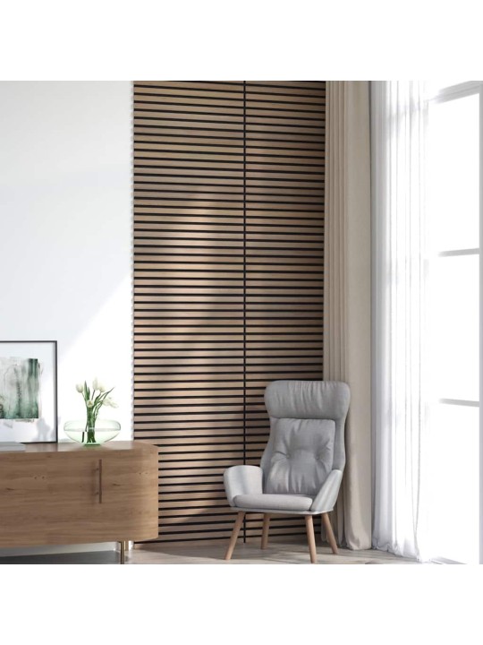 Akustické stěnové panely 8 ks lamelové 60,5x60 cm dubová dýha