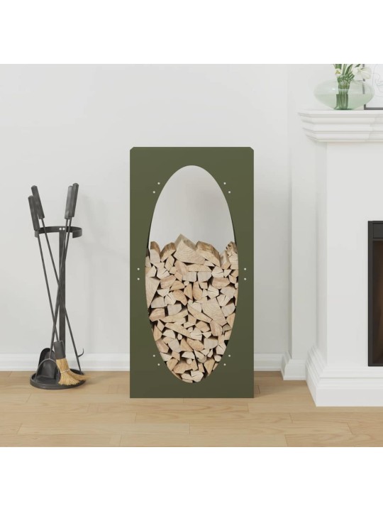 Stojan na palivové dřevo olivově zelený 50x23x100 cm