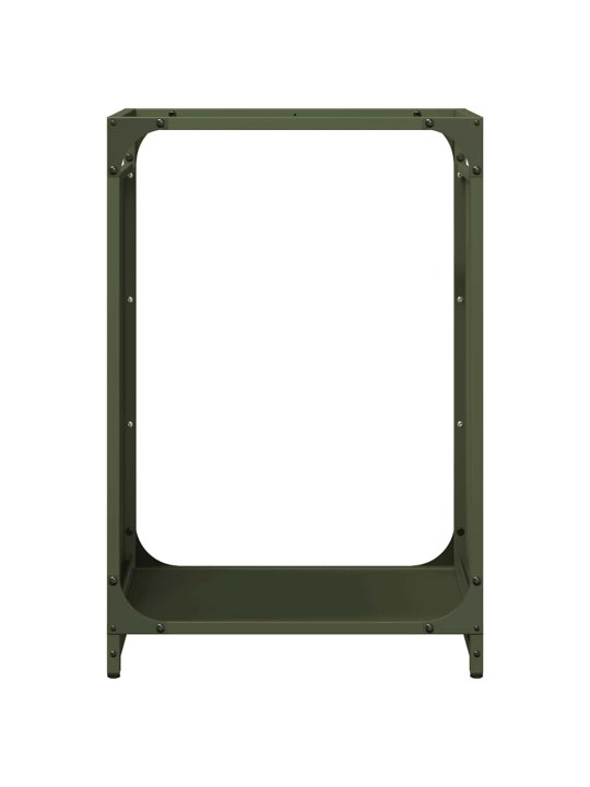 Stojan na palivové dříví olive green ocel válcovaná za studena