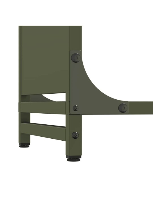 Stojan na palivové dříví olive green ocel válcovaná za studena