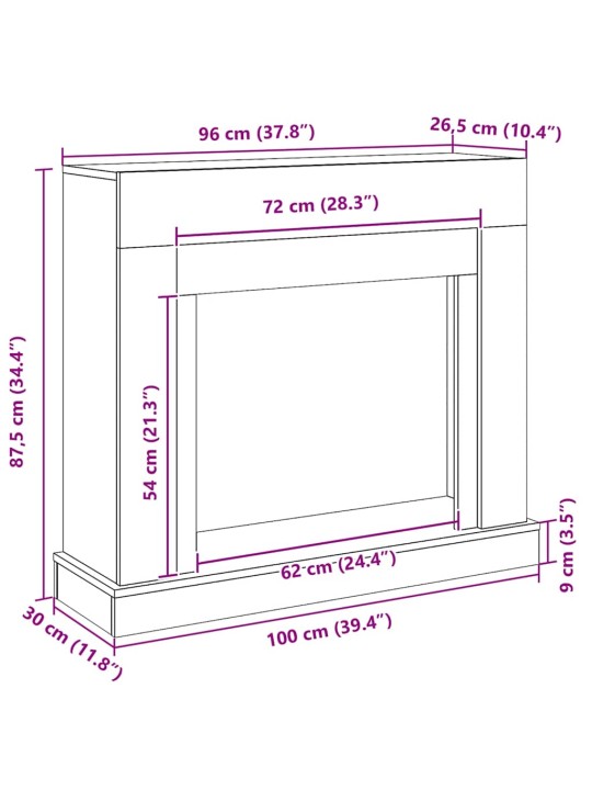 Krbová obestavba černý dub 100x30x87,5 cm dřevěná konstrukce
