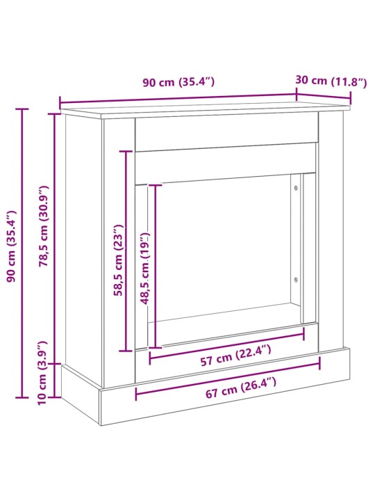 Krbová obestavba černý dub 90x30x90 cm kompozitní dřevo