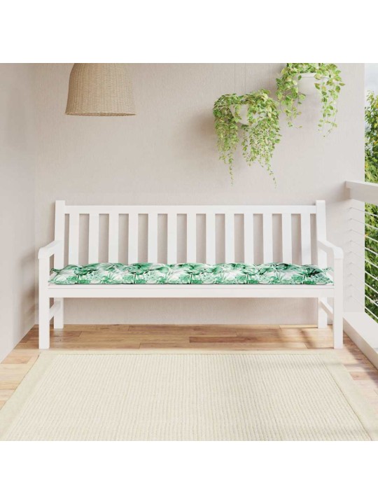 Poduška na zahradní lavici vzor listů 180x50x7 cm látka oxford