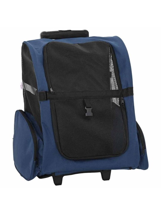 Vozík pro domácí mazlíčky 3 v 1, design, modrý, 48 x 32 x 57 cm, oxfordská látka
