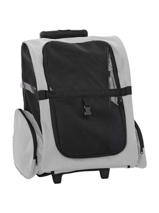 Vozík pro domácí mazlíčky 3 v 1 šedý 48 x 32 x 57 cm oxfordská látka