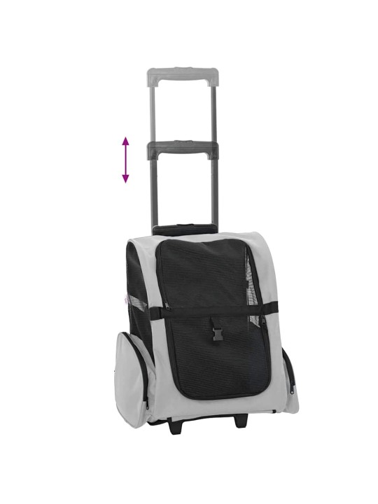 Vozík pro domácí mazlíčky 3 v 1 šedý 48 x 32 x 57 cm oxfordská látka