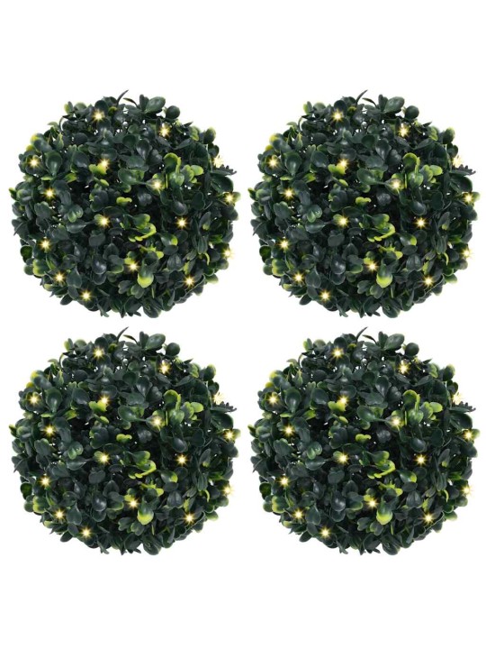 Umělé buxus koule s led světly 4 ks zelené 12 cm