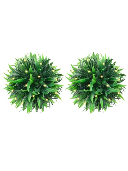 Umělé buxus koule s led světly 2 ks zelené 20 cm