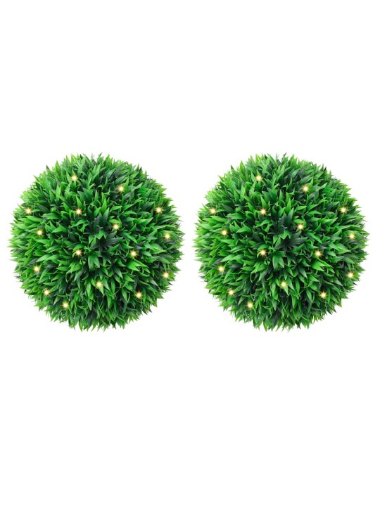 Umělé buxus koule s led světly 2 ks zelené 38 cm