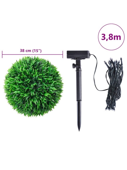 Umělé buxus koule s led světly 2 ks zelené 38 cm