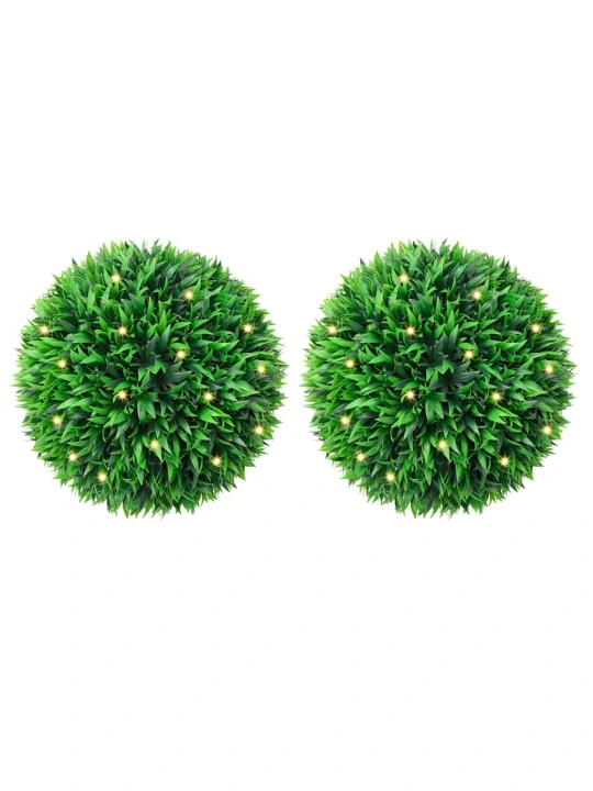 Umělé buxus koule s led světly 2 ks zelené 47 cm
