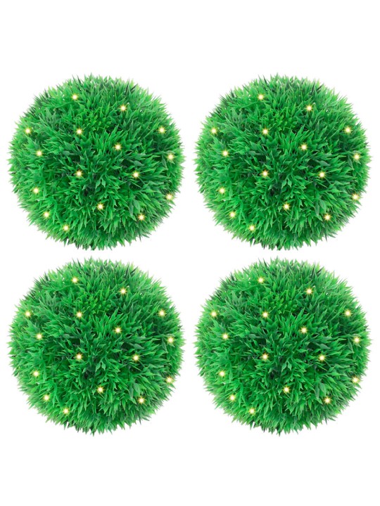 Umělé buxus koule s led světly 4 ks zelené 12 cm