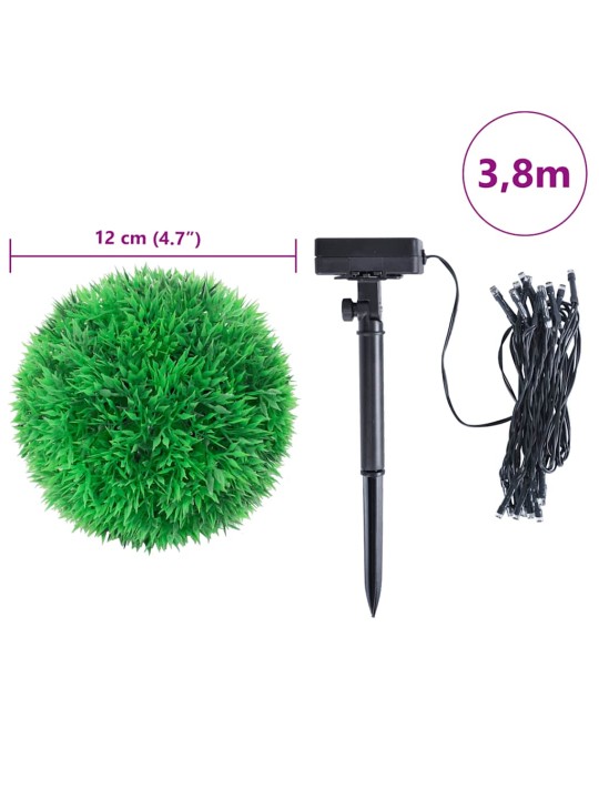Umělé buxus koule s led světly 4 ks zelené 12 cm