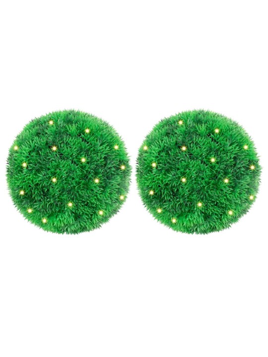 Umělé buxus koule s led světly 2 ks zelené 22 cm
