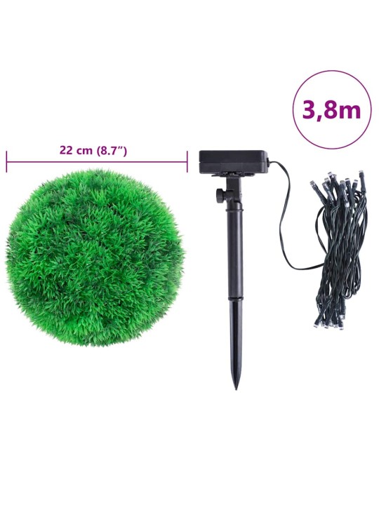Umělé buxus koule s led světly 2 ks zelené 22 cm