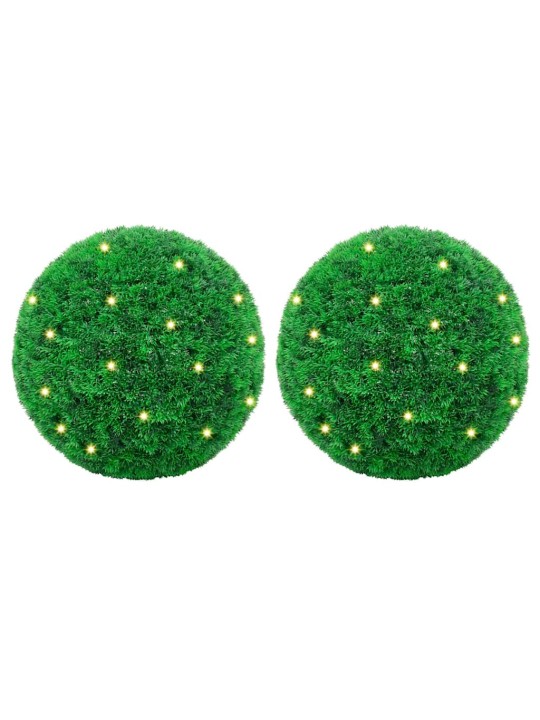 Umělé buxus koule s led světly 2 ks zelené 27 cm