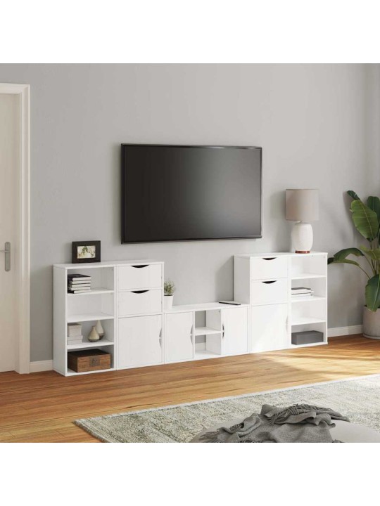 5 kusů tv skříněk s úložným prostorem bílá borovicový masiv