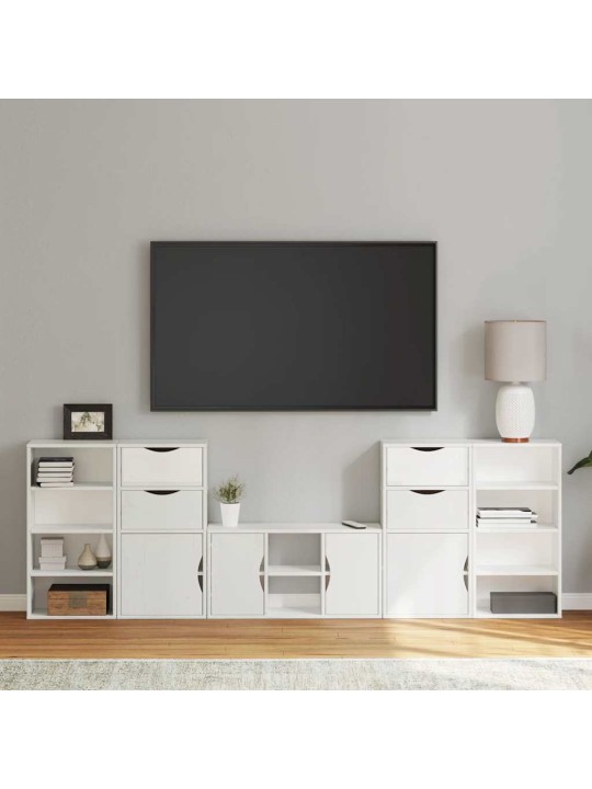 5 kusů tv skříněk s úložným prostorem bílá borovicový masiv