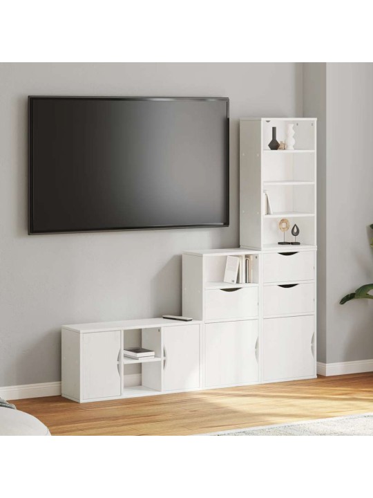 4 kusů tv skříněk s úložným prostorem bílá borovicový masiv