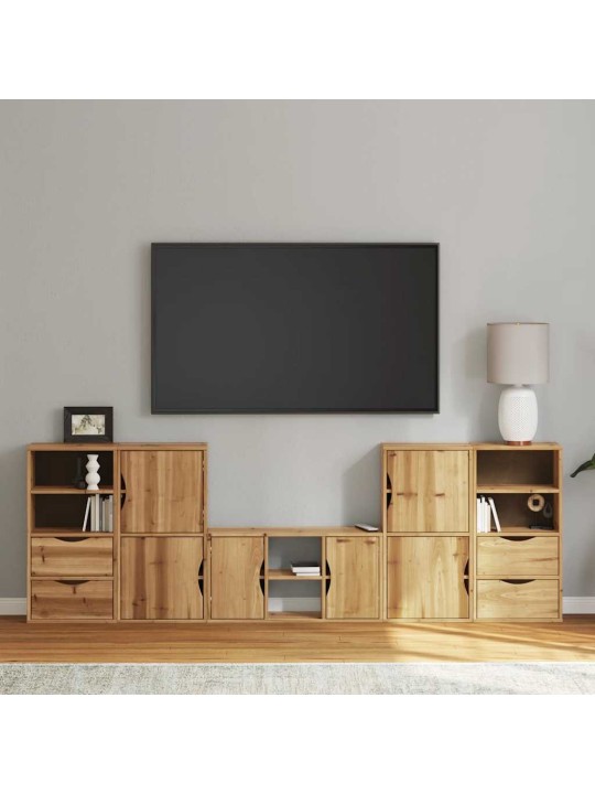 5 kusů tv skříněk s úložným prostorem "odda" borovicový masiv