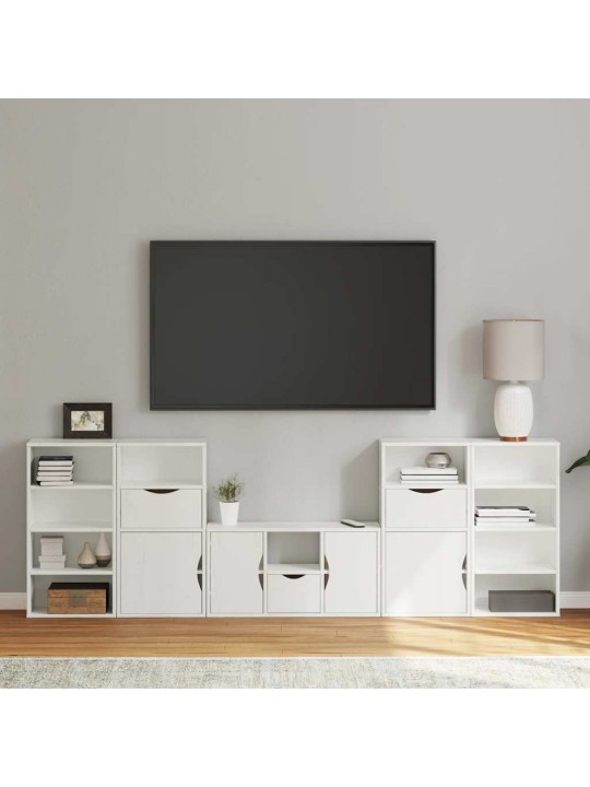 5 kusů tv skříněk s úložným prostorem bílá borovicový masiv