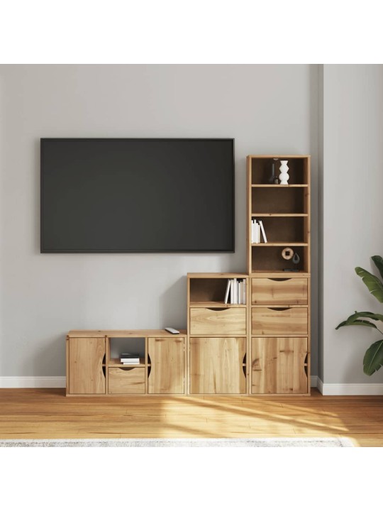 4 kusů tv skříněk s úložným prostorem "odda" borovicový masiv