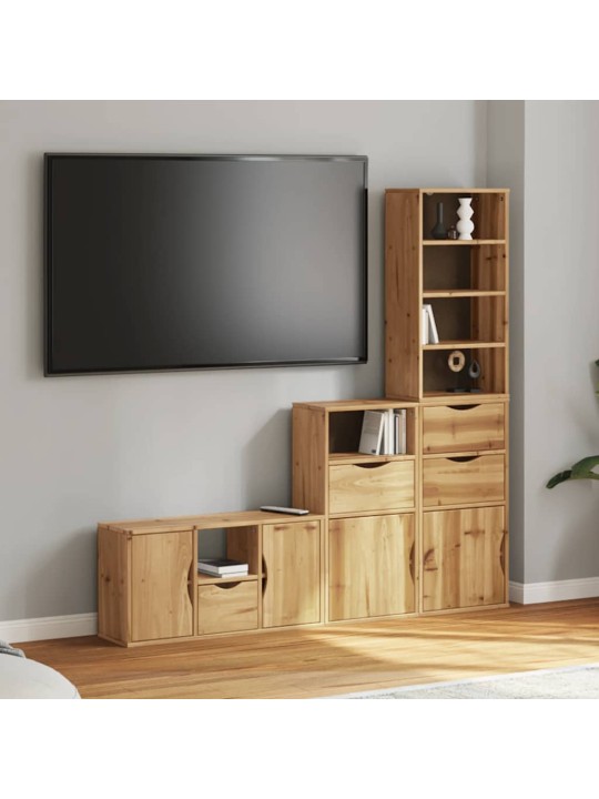 4 kusů tv skříněk s úložným prostorem "odda" borovicový masiv
