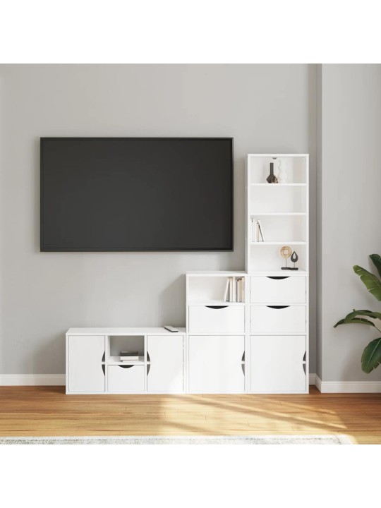 4 kusů tv skříněk s úložným prostorem bílá borovicový masiv