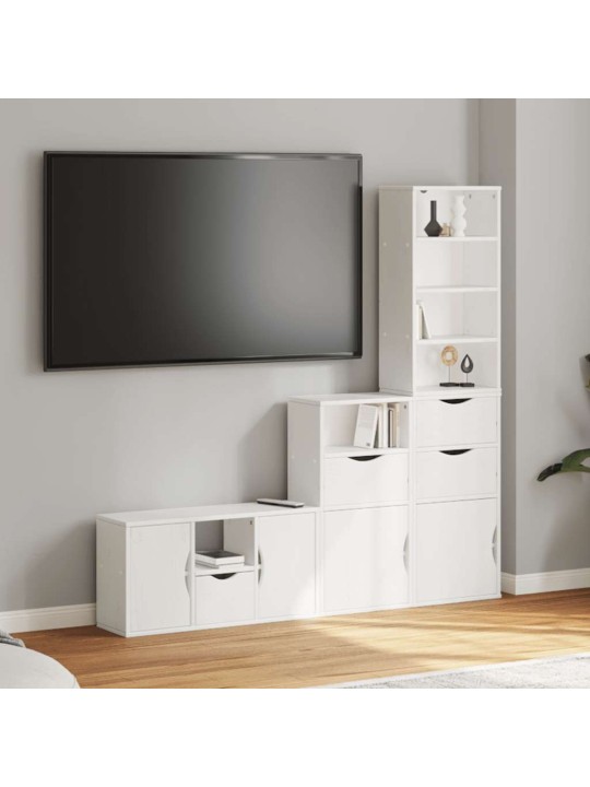 4 kusů tv skříněk s úložným prostorem bílá borovicový masiv