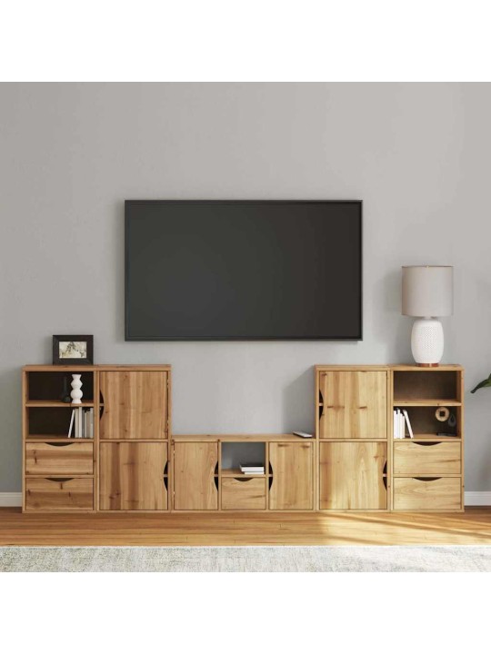5 kusů tv skříněk s úložným prostorem "odda" borovicový masiv