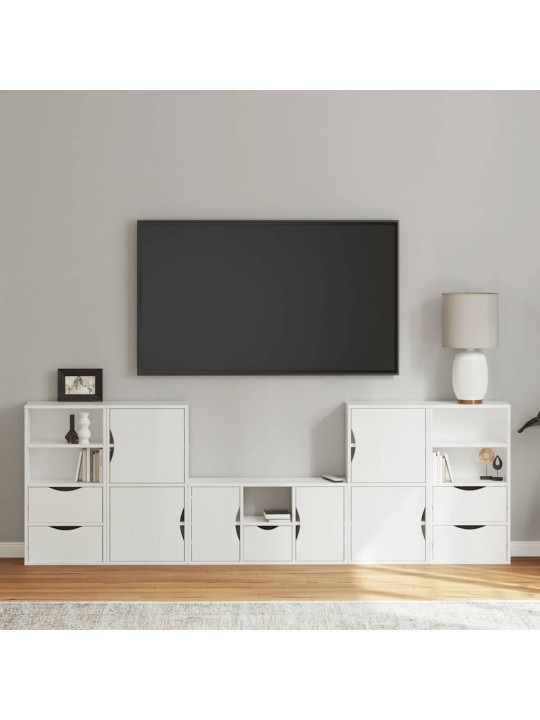 5 kusů tv skříněk s úložným prostorem bílá borovicový masiv