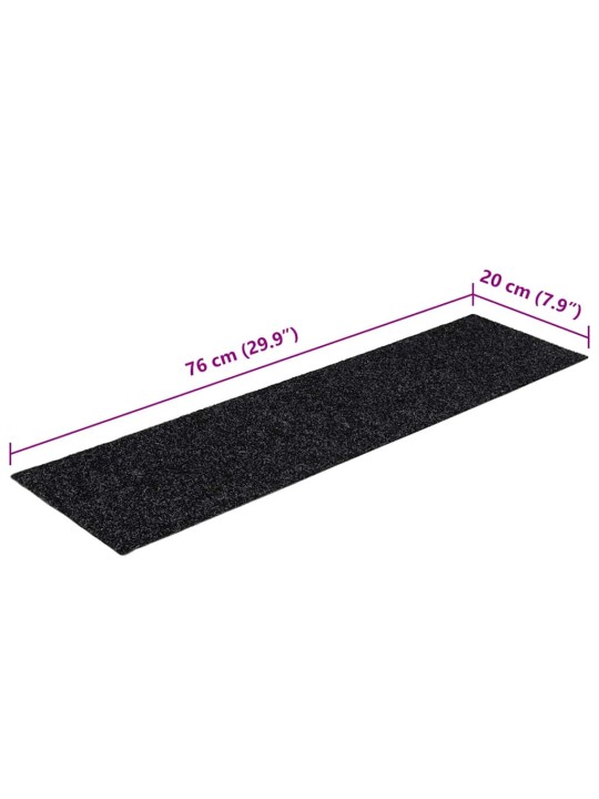 Samolepicí rohože na schody 30 ks černé 76x20 cm obdélníkové